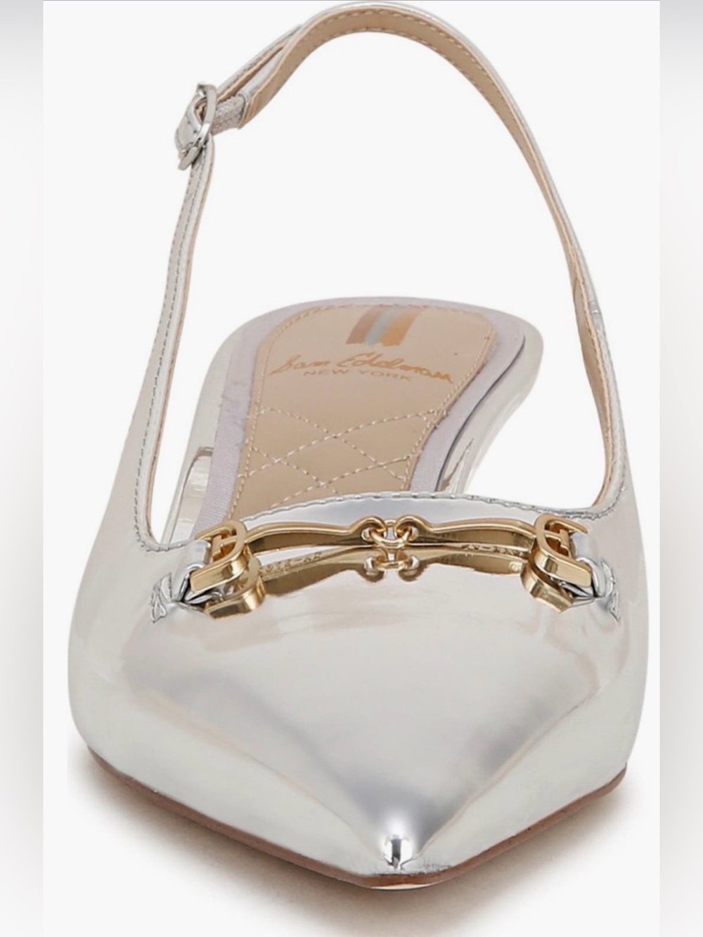 Sam Edelman Farrah Metallic Silver Slingback Pump kitten heel NEW - Picture 4 of 8